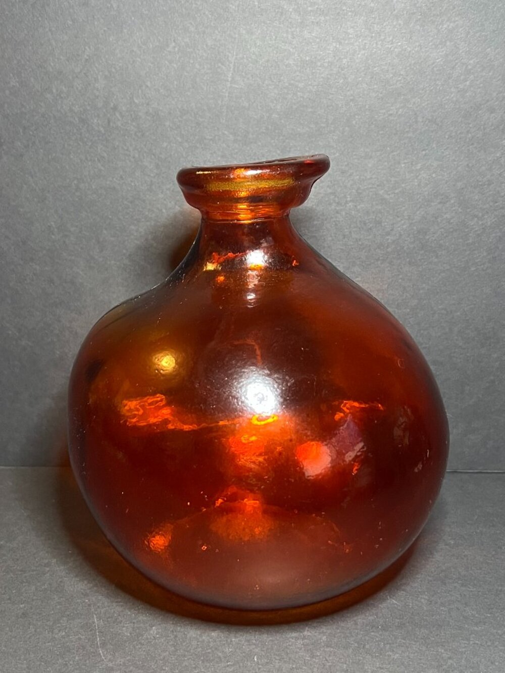 Decorative Hand Blown 100% Recycled Orange Glass Flared Rim Balloon Vase 7"
